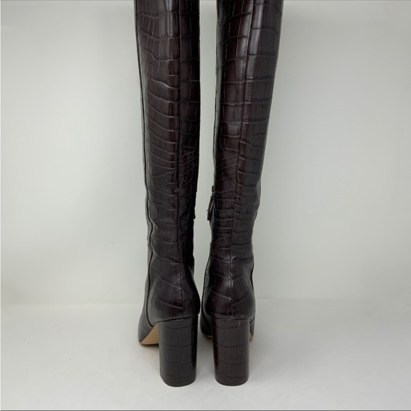 Halogen x Atlantic Pacific Adrina Croc Alligator Embossed Genuine Leather Boots - Picture 6 of 9